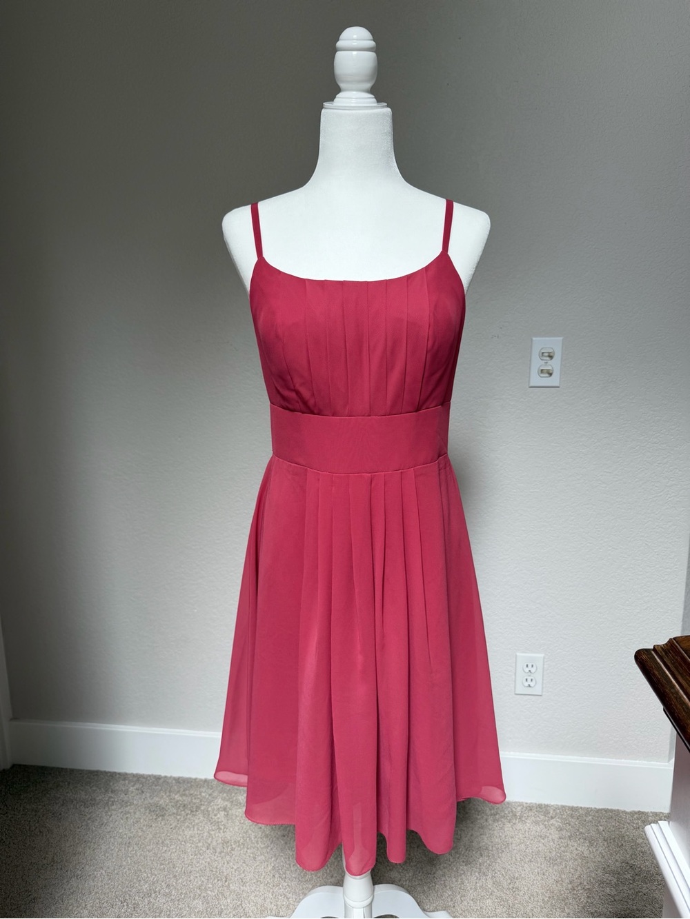 Raspberry A-Line Dress with Spaghetti Straps